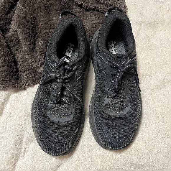 SOLD HOKA ONE Bondi 7 Triple Black Women's Running Shoes 1110531 BBLC SZ 9.5 - Picture 1 of 6